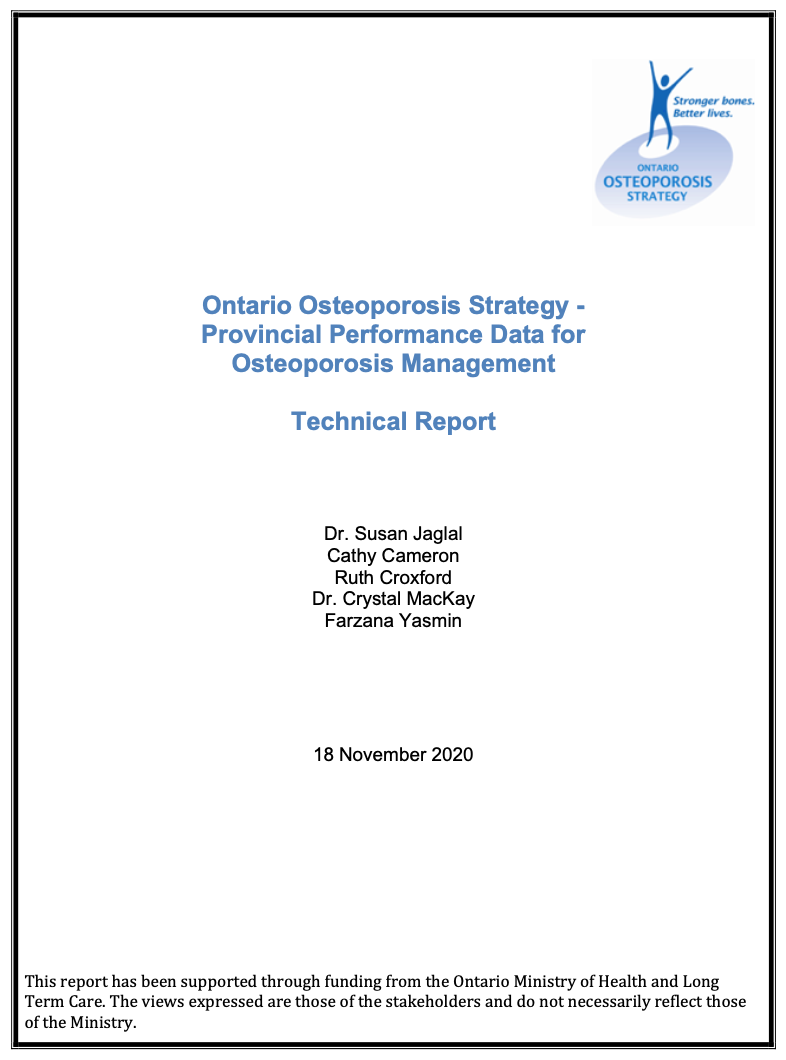 Ontario Osteoporosis Strategy Provincial Performance Data for Osteoporosis Management - Technical Report